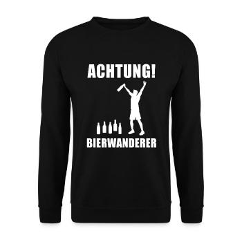 Achtung Bierwanderer Bier Und Wandern Wanderung - Unisex Pullover - Schwarz - Vorne - Alina (178cm) & Michal (187cm)