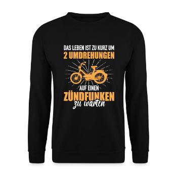 Mofa Weisheit Moped Schrauber Zündfunken 2 Takter - Unisex Pullover - Schwarz - Vorne - Alina (178cm) & Michal (187cm)