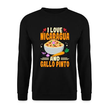 Love Nicaragua Gallo Pinto Mittelamerika Küche - Unisex Pullover - Schwarz - Vorne - Alina (178cm) & Michal (187cm)