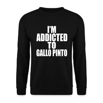 Addicted To Gallo Pinto Reisgerichte Costa Rica - Unisex Pullover - Schwarz - Vorne - Alina (178cm) & Michal (187cm)