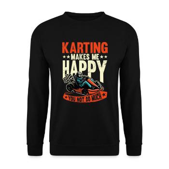 Karting Makes Me Happy Rennfahrer Rennkarts - Unisex Pullover - Schwarz - Vorne - Alina (178cm) & Michal (187cm)