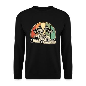 Kart Kartfahren Retro Rennkart Training Geschenk - Unisex Pullover - Schwarz - Vorne - Alina (178cm) & Michal (187cm)