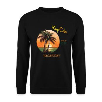 Restez calme et partez en vacances! Palmiers sur la plage - Sweat-shirt Unisexe - noir - Devant - Alina (178cm) & Michal (187cm)