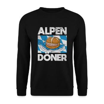 Bayrischer Alpen Döner Leberkas Leberkäse Brotzeit - Unisex Pullover - Schwarz - Vorne - Alina (178cm) & Michal (187cm)