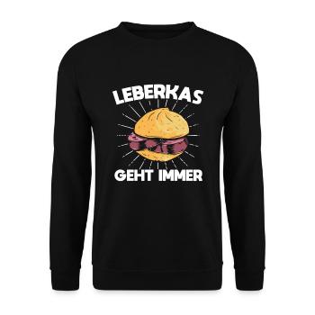 10 Leberkas Geht Immer - Unisex Pullover - Schwarz - Vorne - Alina (178cm) & Michal (187cm)