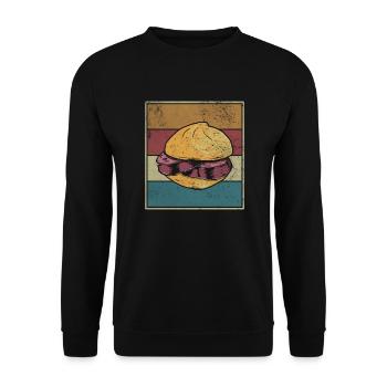 Vintage Leberkäsweckle Retro Fleischkässemmel - Unisex Sweatshirt - black - Front - Alina (178cm) & Michal (187cm)