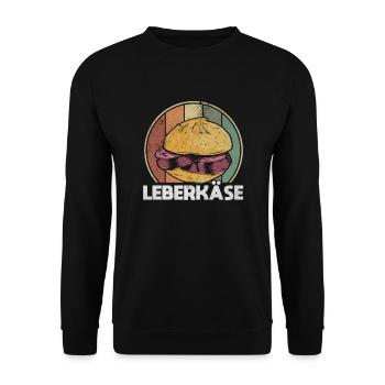 Vintage Leberkäse Leberkassemmel Leberkas Brötchen - Unisex Pullover - Schwarz - Vorne - Alina (178cm) & Michal (187cm)