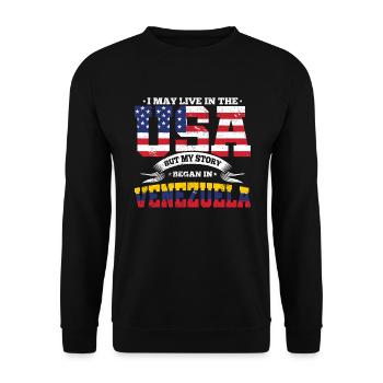 USA Venezuela Story Südamerika Heimatland Geschenk - Unisex Pullover - Schwarz - Vorne - Alina (178cm) & Michal (187cm)