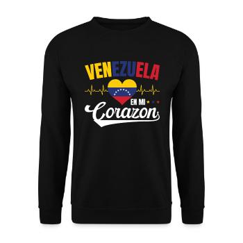Venezuela En Mi Corazon Lebensweisheit Venezolaner - Unisex Pullover - Schwarz - Vorne - Alina (178cm) & Michal (187cm)