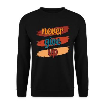 Never Give UP - Unisex Pullover - Schwarz - Vorne - Alina (178cm) & Michal (187cm)