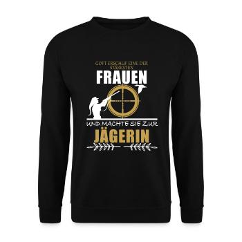 Chemise de chasseuse • Saison de chasse • Cadeau de chasse - Sweat-shirt Unisexe - noir - Devant - Alina (178cm) & Michal (187cm)