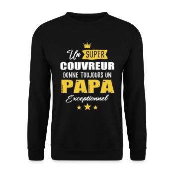 Couvreur papa cadeau drôle fête des pères - Sweat-shirt Unisexe - noir - Devant - Alina (178cm) & Michal (187cm)