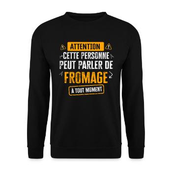 Accro au Fromage Cadeau Drôle Original Fromager - Sweat-shirt Unisexe - noir - Devant - Alina (178cm) & Michal (187cm)