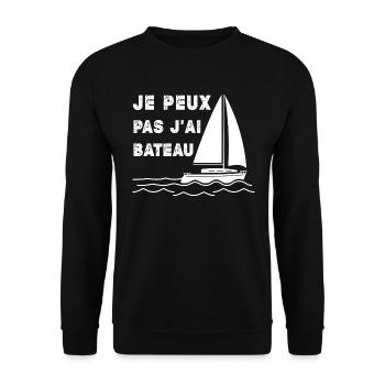 Bateau Marin Humour Je Peux Pas J'Ai Bateau - Sweat-shirt Unisexe - noir - Devant - Alina (178cm) & Michal (187cm)
