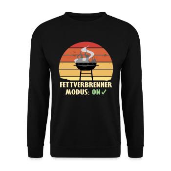 Grillmeister und Fettverbrenner Modus an - Unisex Pullover - Schwarz - Vorne - Alina (178cm) & Michal (187cm)