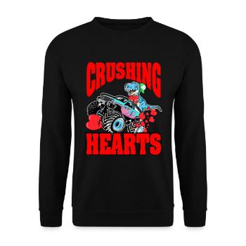 Crushing Hearts Monster Truck T-rex Boys - Unisex Sweatshirt - black - Front - Alina (178cm) & Michal (187cm)