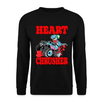 Heart Crusher T-rex on Monstertruck Boys - Unisex Sweatshirt - black - Front - Alina (178cm) & Michal (187cm)