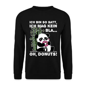 Süßer Panda Bambus Natur Donut Spruch - Unisex Pullover - Schwarz - Vorne - Alina (178cm) & Michal (187cm)