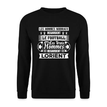 les vrais hommes regardent Lorient fans club - Sweat-shirt Unisexe - noir - Devant - Alina (178cm) & Michal (187cm)