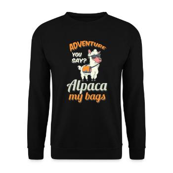 Aventure aventure voyage backpacker camping - Sweat-shirt Unisexe - noir - Devant - Alina (178cm) & Michal (187cm)