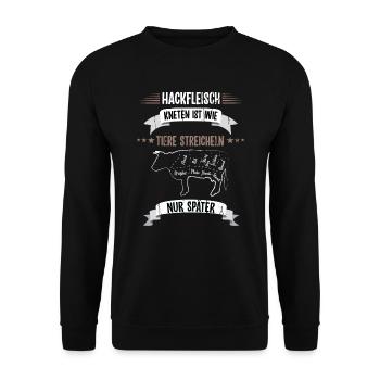 Metzger Fleischer Schlachter Fleischermeister - Unisex Pullover - Schwarz - Vorne - Alina (178cm) & Michal (187cm)