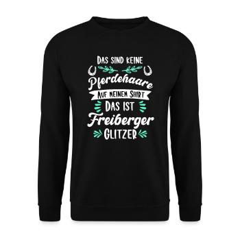 Freiberger Glitzer Pferd Spruch Geschenk - Unisex Pullover - Schwarz - Vorne - Alina (178cm) & Michal (187cm)