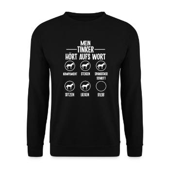 Lustiges Tinker Pferd Geschenk - Unisex Pullover - Schwarz - Vorne - Alina (178cm) & Michal (187cm)