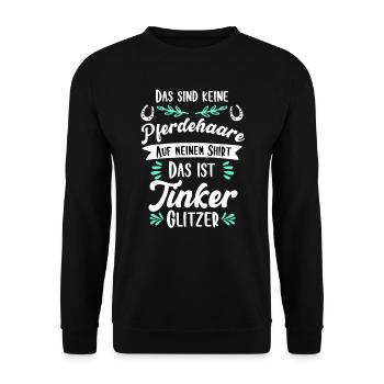 Lustiges Tinker Pferd Geschenk - Unisex Pullover - Schwarz - Vorne - Alina (178cm) & Michal (187cm)