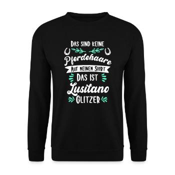 Lustiges Lusitano Pferd Geschenk - Unisex Pullover - Schwarz - Vorne - Alina (178cm) & Michal (187cm)