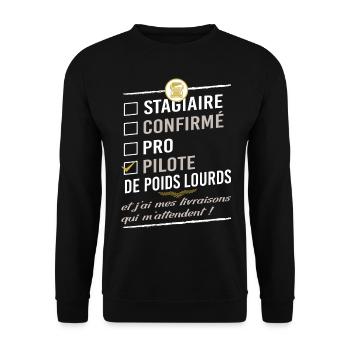 LKW-Fahrer - LKW-Fahrer - Unisex Pullover - Schwarz - Vorne - Alina (178cm) & Michal (187cm)