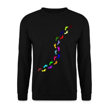 kunterbunte Fußabdrücke - Unisex Pullover - Schwarz - Vorne - Alina (178cm) & Michal (187cm)