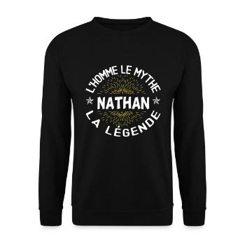 L'homme le mythe la légende - Cadeau Nathan. - Sweat-shirt Unisexe - noir - Devant - Alina (178cm) & Michal (187cm)