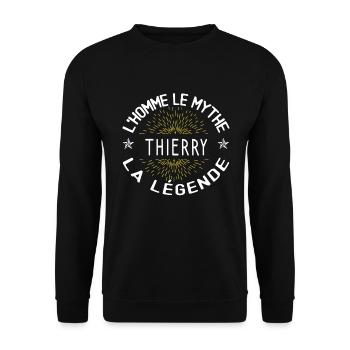L'homme le mythe - Cadeau Anniversaire Thierry - Sweat-shirt Unisexe - noir - Devant - Alina (178cm) & Michal (187cm)