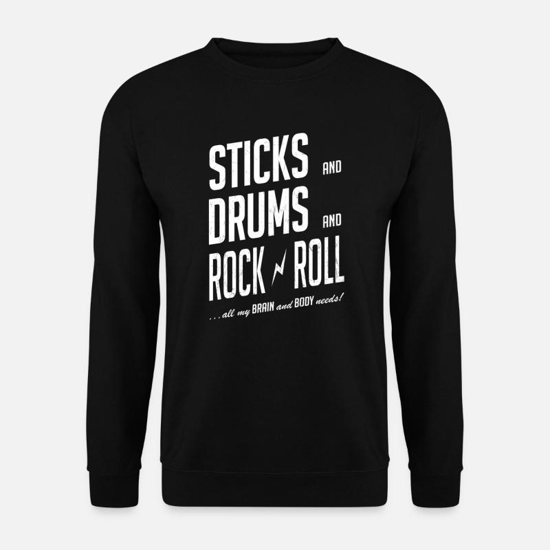 stickdrumsrocknroll white - Unisex Sweatshirt - black