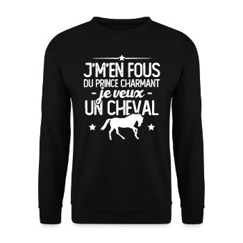 J'm'en fou du prince charmant je veux un cheval - Sweat-shirt Unisexe - noir - Devant - Alina (178cm) & Michal (187cm)