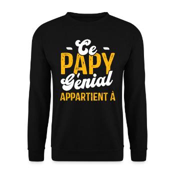 Ce Papy Génial appartient à [Personnalisable] - Sweat-shirt Unisexe - noir - Devant - Alina (178cm) & Michal (187cm)