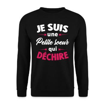 Je Suis Une Petite soeur Qui Déchire - Sweat-shirt Unisexe - noir - Devant - Alina (178cm) & Michal (187cm)