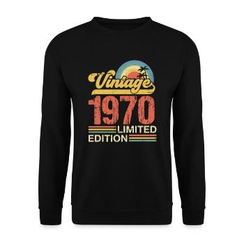 Millésime 1970 - Sweat-shirt Unisexe - noir - Devant - Alina (178cm) & Michal (187cm)
