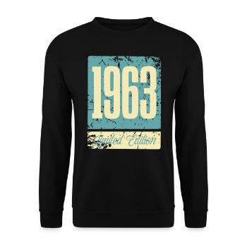 1963 Anniversaire de naissance Année de naissance - Sweat-shirt Unisexe - noir - Devant - Alina (178cm) & Michal (187cm)