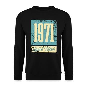 1971 Né Anniversaire Année de naissance - Sweat-shirt Unisexe - noir - Devant - Alina (178cm) & Michal (187cm)
