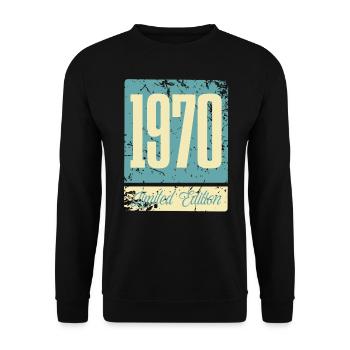 1970 Naissance Anniversaire Année de naissance - Sweat-shirt Unisexe - noir - Devant - Alina (178cm) & Michal (187cm)