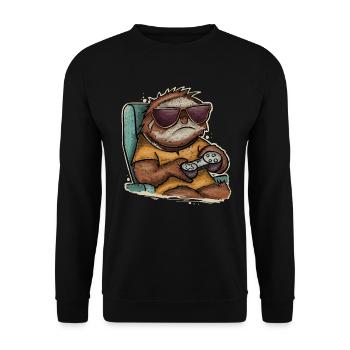 Joueur de jeu paresseux - Sweat-shirt Unisexe - noir - Devant - Alina (178cm) & Michal (187cm)