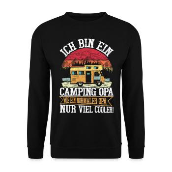 ICH BIN EIN CAMPING OPA, WIE EIN NORMALER OPA ... - Unisex Pullover - Schwarz - Vorne - Alina (178cm) & Michal (187cm)