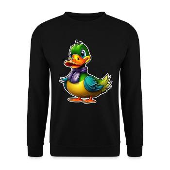 Funny Colorful Duck - Unisex Sweatshirt - black - Front - Alina (178cm) & Michal (187cm)