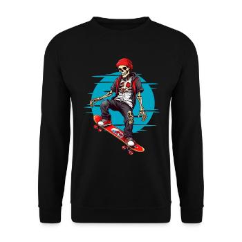 Skateboarding Skelett - Unisex Pullover - Schwarz - Vorne - Alina (178cm) & Michal (187cm)