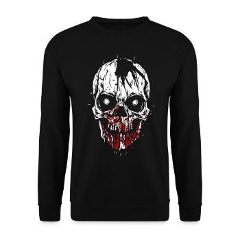 Zombie Schädel Horror Skull - Unisex Pullover - Schwarz - Vorne - Alina (178cm) & Michal (187cm)