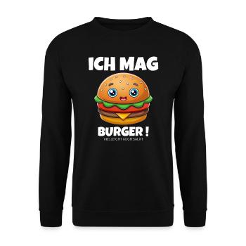 I like burgers, hamburgers, cheeseburgers - Unisex Sweatshirt - black - Front - Alina (178cm) & Michal (187cm)