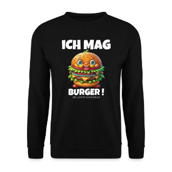 I like burgers, hamburgers, cheeseburgers - Unisex Sweatshirt - black - Front - Alina (178cm) & Michal (187cm)