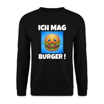 I like burgers, hamburgers, cheeseburgers - Unisex Sweatshirt - black - Front - Alina (178cm) & Michal (187cm)