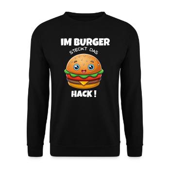In the burger is the minced hamburger / cheeseburger - Unisex Sweatshirt - black - Front - Alina (178cm) & Michal (187cm)